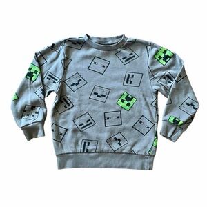 Kids Gray Minecraft Creeper Sweatshirt - Size M